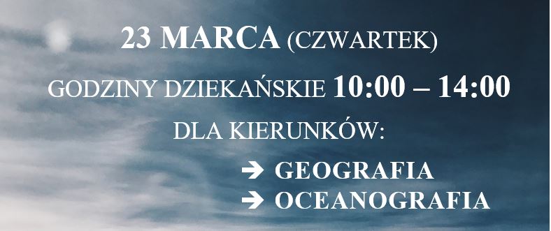 Godziny dziekańskie w dniu 23 marca 2023 r. w Instytucie Nauk o Morzu i Środowisku w związku z organizacją Światowego Dnia Meteorologii